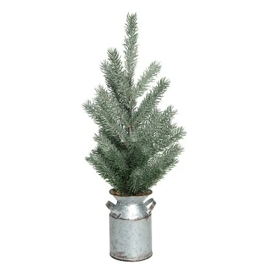 Transpac Artificial 20 In. Green Christmas Tree In Galvanized Milk Jug 3 Transpac Artificial 20 In. Green Christmas Tree In Galvanized Milk Jug