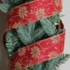Northlight Cranberry Red And Gold Poinsettia Christmas Wired Craft Ribbon 2.5" X 10 Yards -Northlight Store GUEST 0f689557 2122 4082 a6b2 01962fecde7d