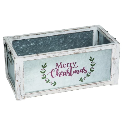 Transpac Metal 20 In. White Christmas Merry Container 3 Transpac Metal 20 In. White Christmas Merry Container