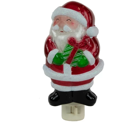 Northlight 6.75" Santa With Gift Frosted Christmas Night Light 4 Northlight 6.75" Santa With Gift Frosted Christmas Night Light - Image 2