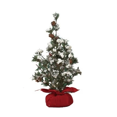 Transpac Artificial 12 In. Green Christmas Tree In Gift Bag With Berries 3 Transpac Artificial 12 In. Green Christmas Tree In Gift Bag With Berries