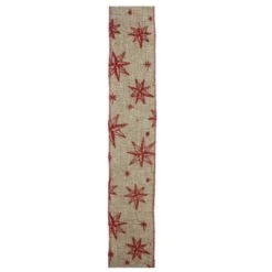 Northlight Red And Beige Star Wired Christmas Craft Ribbon 2.5" X 10 Yards