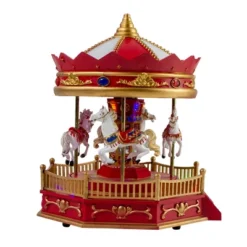 Northlight 9.25" LED Lighted Animated And Musical Carousel Christmas Village Display Piece -Northlight Store GUEST 46079143 9aa8 4b2a 9456 b72caabc6c8a