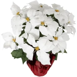 Northlight 22" White Artificial Christmas Poinsettia Flowers With Red Wrapped Base -Northlight Store GUEST 5c84ffa6 5e85 4e74 aa26 6d246ab6dfc7