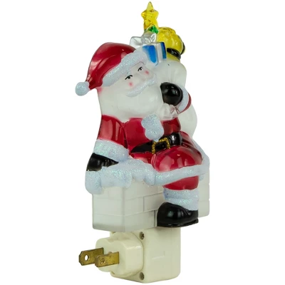 Northlight 6.25" Santa In Chimney Frosted Christmas Night Light 5 Northlight 6.25" Santa In Chimney Frosted Christmas Night Light - Image 3