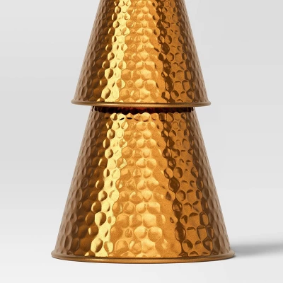 14.25" Hammered Metal Cone Christmas Tree Sculpture - Wondershop™ Gold 5 14.25" Hammered Metal Cone Christmas Tree Sculpture - Wondershop™ Gold - Image 3