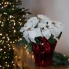 Northlight 14.5" White Artificial Christmas Poinsettia With Red Wrapped Base -Northlight Store GUEST 6a314d45 7b06 40cf b09c 3d6bc3dbd5e3