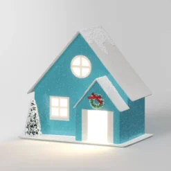 12pc Battery Operated Glittered Paper Christmas Village Set With Bottle Brush Trees And Snowmen - Wondershop™ White/Pink/Blue -Northlight Store GUEST 72bf1001 c78d 454b a5be 74d5504979eb