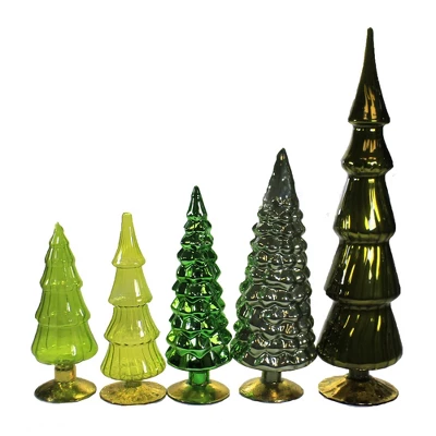 Christmas 17.0" Green Hues Glass Trees Set / 5 Decorate Mantle Christmas Decor Cody Foster - Decorative Sculptures 3 Christmas 17.0" Green Hues Glass Trees Set / 5 Decorate Mantle Christmas Decor Cody Foster - Decorative Sculptures