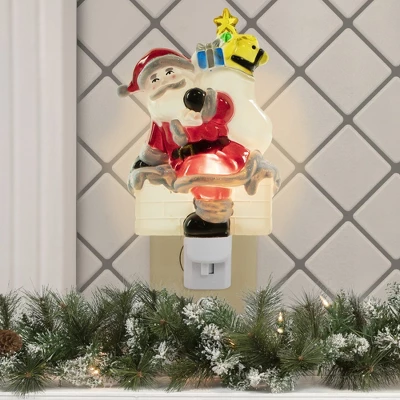 Northlight 6.25" Santa In Chimney Frosted Christmas Night Light 3 Northlight 6.25" Santa In Chimney Frosted Christmas Night Light