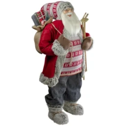Northlight 4' Standing Santa Christmas Figure With Skis And Fur Boots