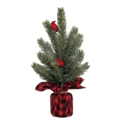 Transpac Artificial 16 In. Green Christmas Cardinal Tree
