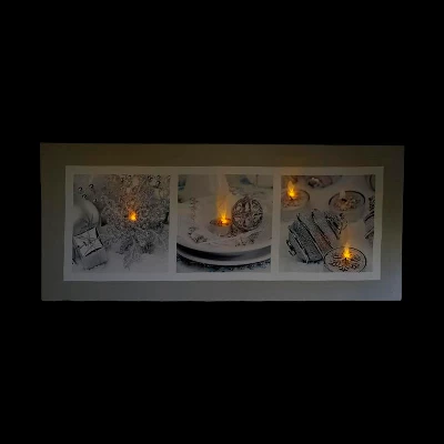 Northlight LED Lighted Shimmering Silver Splendor Christmas Canvas Wall Art 11.75" X 27.5" 3 Northlight LED Lighted Shimmering Silver Splendor Christmas Canvas Wall Art 11.75" X 27.5"
