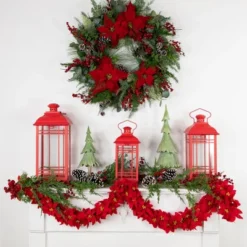 Northlight 6' X 3" Red Artificial Poinsettia Floral Christmas Garland - Unlit -Northlight Store GUEST 8ac516a2 daf3 4040 95c6 08c6f90c4899