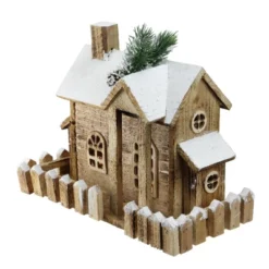 Northlight 12" LED Lighted Snowy Rustic Cabin Christmas Decoration