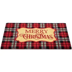 Northlight Red And Black Plaid "Merry Christmas" Rectangular Doormat 18" X 30" -Northlight Store GUEST 9e84654b b9f7 4cf8 8800 090bc247b92b