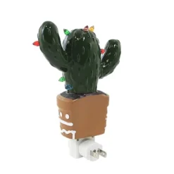 Transpac Christmas Cactus Night Light - 1 Night Light 7.25 Inches - Lights Plant Tree - - Dolomite - Green