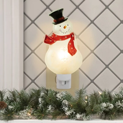 Northlight 6.75" Snowman Wearing Red Scarf Christmas Night Light 3 Northlight 6.75" Snowman Wearing Red Scarf Christmas Night Light