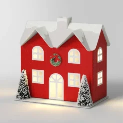 12pc Battery Operated Glittered Paper Christmas Village Set With Bottle Brush Trees And Snowmen - Wondershop™ White/Pink/Blue -Northlight Store GUEST af76c2c8 09d0 4777 81a5 5d85296a0f43