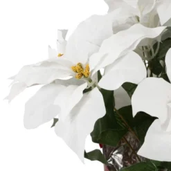 Northlight 14.5" White Artificial Christmas Poinsettia With Red Wrapped Base -Northlight Store GUEST b30c5383 87ee 4b8b 988f e99ff5d1cd87