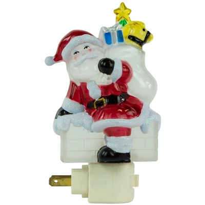 Northlight 6.25" Santa In Chimney Frosted Christmas Night Light 4 Northlight 6.25" Santa In Chimney Frosted Christmas Night Light - Image 2
