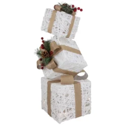 Northlight 25.25" LED Lighted White And Beige Stacked Gift Boxes Christmas Decoration -Northlight Store GUEST bc0dc9a1 b2da 498d a3de 1e429e1fd53b