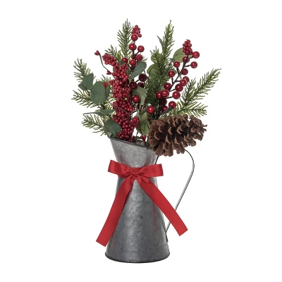 Transpac Artificial 19 In. Multicolored Christmas Twig Berry Eucalyptus Pitcher Arrangement 3 Transpac Artificial 19 In. Multicolored Christmas Twig Berry Eucalyptus Pitcher Arrangement
