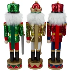Northlight Set Of 3 Red Sequin Jacket Wooden Christmas Nutcrackers 14.25" -Northlight Store GUEST cf821455 cab3 4b23 9b29 0001f84566a0
