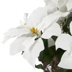 Northlight 22" White Artificial Christmas Poinsettia Flowers With Red Wrapped Base -Northlight Store GUEST d26babd3 94a5 4d30 aec4 93fd4590dc8a