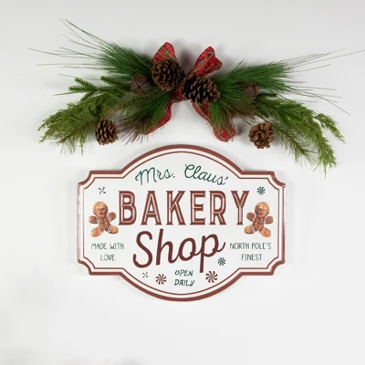 Northlight 18" Mrs. Claus' Bakery Shop Metal Christmas Wall Sign 5 Northlight 18" Mrs. Claus' Bakery Shop Metal Christmas Wall Sign - Image 3