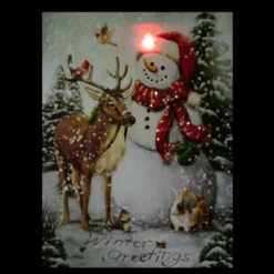 Northlight LED Lighted Snowman And Reindeer Christmas Canvas Wall Art 15.75" X 11.75" -Northlight Store GUEST e7b9b17f 0cab 4565 945c f5a944c1ba99