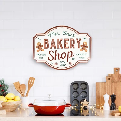 Northlight 18" Mrs. Claus' Bakery Shop Metal Christmas Wall Sign 4 Northlight 18" Mrs. Claus' Bakery Shop Metal Christmas Wall Sign - Image 2